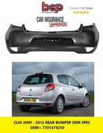 Load image into Gallery viewer, RENAULT CLIO 2009 - 2012 REAR BUMPER NO PDC INSURANCE APPROVED 7701479250