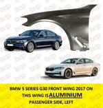 Load image into Gallery viewer, BMW 5 SERIES G30 2017 ON FRONT WING LEFT PASSENGERS ALUMINIUM NOT FOR M5