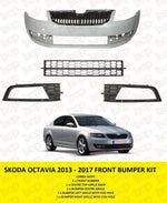 Load image into Gallery viewer, SKODA OCTAVIA 2013-2017 FRONT BUMPER COMPLETE PRIMED WITH ALL GRILLES FOG TYPE