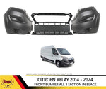 Load image into Gallery viewer, CITROEN RELAY 2014 - 2024 FRONT BUMPER CENTRE LEFT RIGHT ALL 3 SECTIONS BLACK
