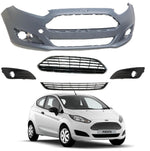 Load image into Gallery viewer, FORD FIESTA 2013 - 2017 FRONT BUMPER PRIMET KIT WITH GRILLES COMPLETE NEW
