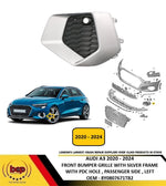 Load image into Gallery viewer, AUDI A3 2020-2024 FRONT BUMPER GRILLE WITH SILVER FRAME AND PDC PASSENGER LEFT