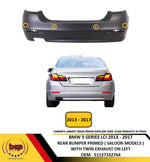 Load image into Gallery viewer, BMW 5 SERIES F10 2013 - 2017 REAR BUMPER PRIMED WITH PDC HOLES AND TWIN EXHAUST