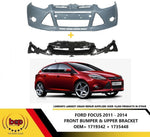 Load image into Gallery viewer, FORD FOCUS 2011 - 2014 FRONT BUMPER PRIMED AND UPPER BRACKET HOLDER ABSORBER