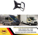 Load image into Gallery viewer, FORD TRANSIT MK8 2014 – 2019 LONG ARM MANUAL DOOR MIRROR CLEAR INDICATOR RIGHT