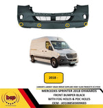 Load image into Gallery viewer, MERCEDES SPRINTER 2018 ON FRONT BUMPER BLACK WITH FOG & PARKING SENSOR HOLES