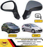 Load image into Gallery viewer, PEUGEOT 207 2006 - 2013 DOOR WING MIRROR ELECTRIC HEAT PRIMED PASSENGERS LEFT