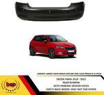 Load image into Gallery viewer, SKODA FABIA 2018 – 2022 REAR BUMPER WITH PARKING SENSOR HOLES HATCHBACK ONLY