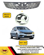 Load image into Gallery viewer, VAUXHALL ASTRA K 2019–2022 FRONT BUMPER RADIATOR GRILLE WITH CHROME TRIMS BADGE