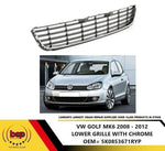 Load image into Gallery viewer, VOLKSWAGEN GOLF MK6 2008 - 2013 FRONT BUMPER LOWER CENTER GRILLE WITH CHROME NEW