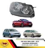 Load image into Gallery viewer, VOLKSWAGEN GOLF MK6 2008 -2012 HALOGEN HEADLIGHT HEADLAMP RH RIGHT DRIVER SIDE