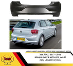Load image into Gallery viewer, VW POLO 2017 - 2021 REAR BUMPER WITH PARKING SENSOR HOLES INSURANCE APPROVED
