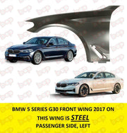 BMW 5 SERIES G30 2020 - 2023 FRONT WING FEDNER PANEL LEFT PASSENGERS  STEEL