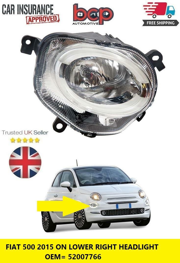 FIAT 500 2015 - 2019 HEAD LIGHT LAMP DRIVER SIDE RIGHT LOWER WITH LED NEW
