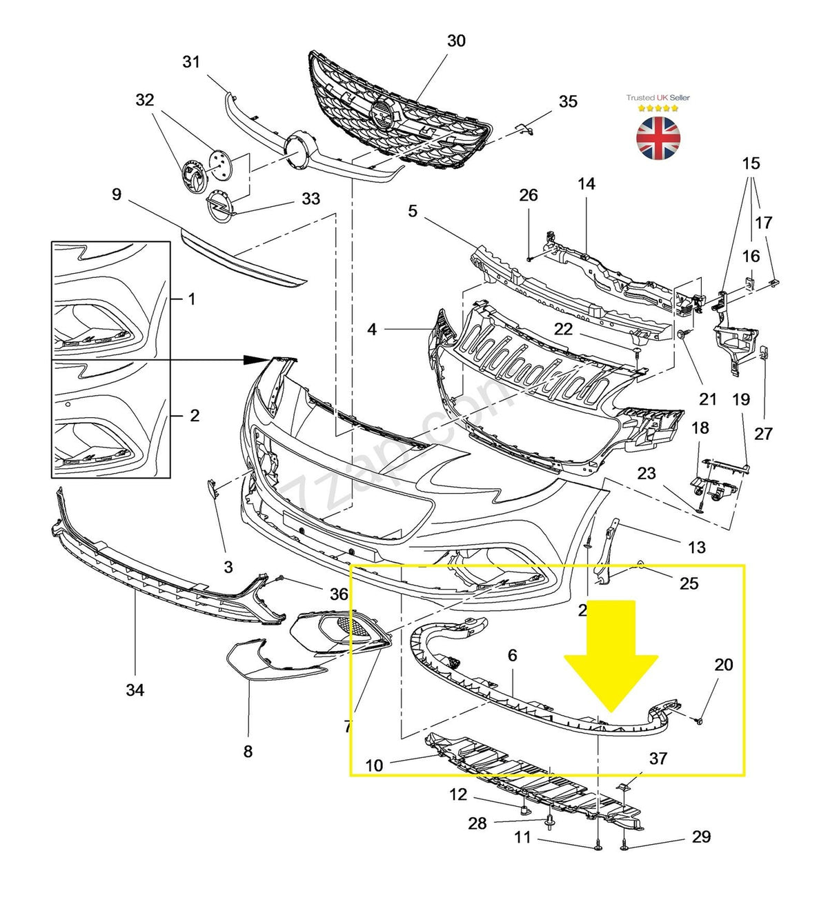 VAUXHALL CORSA E 2015 - 2018 FRONT BUMPER LOWER REINFORCEMENT BAR LIMTER