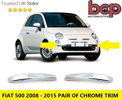FIAT 500 2007 - 2015 FRONT BUMPER LOWER CHROME TRIM MOULDING LEFT AND RIGHT