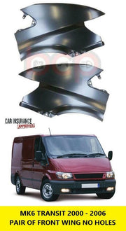 FORD TRANSIT MK6 2000 - 2006 FRONT WINGS PAIR LEFT & RIGHT NO HOLES PRIMED NEW