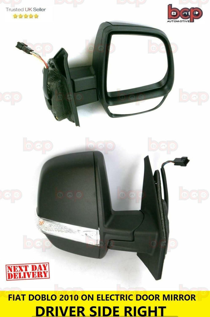 FIAT DOBLO DOOR MIRROR 2010 ON TWIN GLASS ELECTRIC RIGHT DRIVER 6PIN NO TEMP