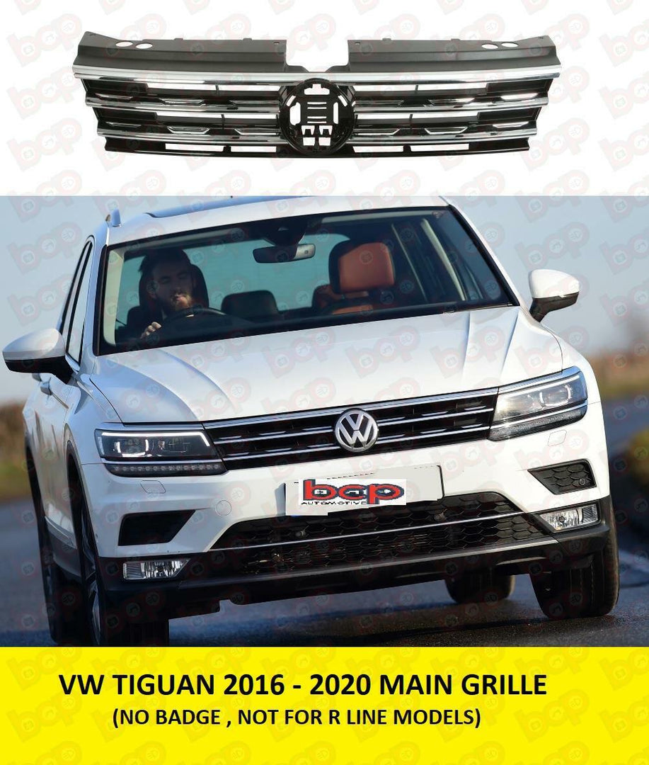 VW TIGUAN 2016 - 2020 GRILLE WITH CHROME NO RLINE NO BADGE RADIATOR MAIN GRILLE