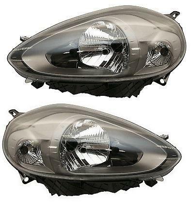 FIAT PUNTO EVO 10> HEADLIGHTS HEADLAMPS GREY PAIR LEFT + RIGHT NEW