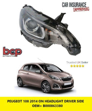 PEUGEOT 108 2014 ON  HEADLIGHT HEADLAMP RIGHT DRIVER SIDE LED DRL B000863380