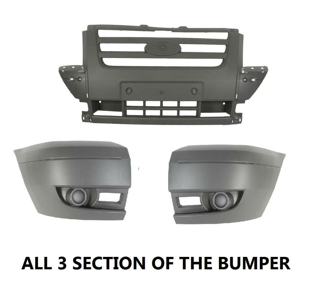 FORD TRANSIT FRONT BUMPER MK7 2006 - 2014 COMPLETE ALL 3 SECTIONS OEM QUALITY