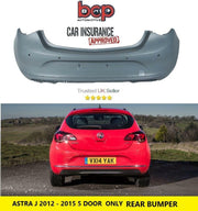 VAUXHALL ASTRA J 2012 – 2015 REAR BUMPER WITH PARKING SENSORS HOLES 5 DOOR HATCH