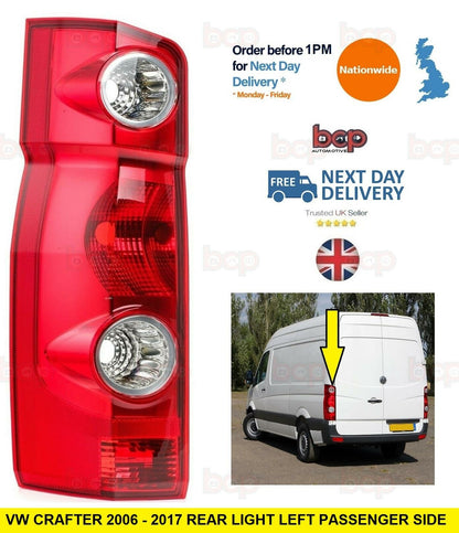 VW CRAFTER REAR TAIL LIGHT LAMP PAIR LEFT PASSENGER SIDE 2006 - 2016