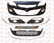 VAUXHALL ASTRA J FRONT BUMPER COMPLETE KIT WITH GRILLES AND SENSORS 2012 - 2015