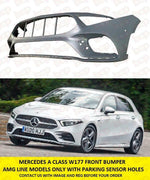 Load image into Gallery viewer, MERCEDES A CLASS FRONT BUMPER AMG LINE MODELS W177 WITH PARKING SENSOR HOLES