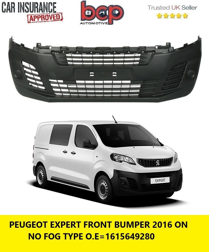 PEUGEOT EXPERT 2016 ON FRONT BUMPER BLACK NO FOG HOLES 1615649280