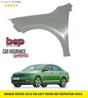 SKODA RAPID 2016 ON FRONT WING LEFT PASSENGER SIDE NO INDICATOR HOLE 5JA821021D