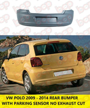 VOLKSWAGEN POLO 6R 2009 – 2014 REAR BUMPER WITH SENSORS 6R6807417ASGR PRIMED