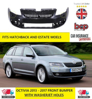SKODA OCTAVIA 2013-2017 FRONT BUMPER PRIMED NEW WITH WASHER JET HOLES 5E0807217A
