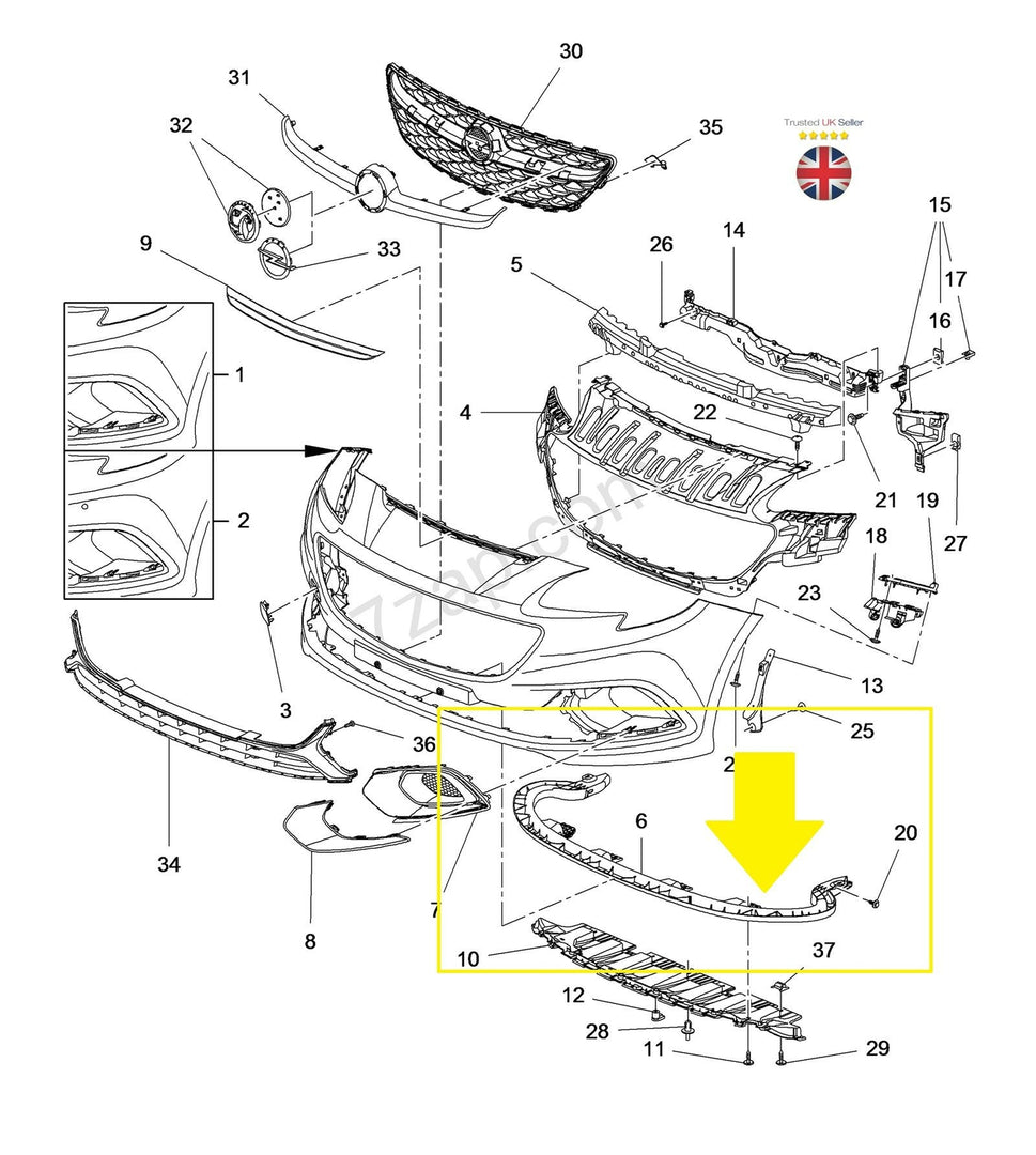 VAUXHALL CORSA E 2015 - 2018 FRONT BUMPER LOWER REINFORCEMENT BAR LIMTER