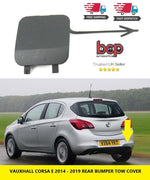 Load image into Gallery viewer, VAUXHALL CORSA E 2015 - 2019 REAR BUMPER TOW EYE HOOK COVER PRIMED NEW OEM SPEC