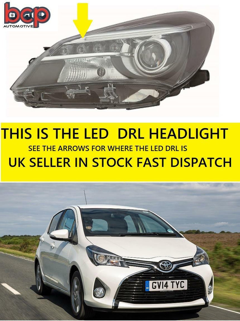 TOYOTA YARIS 2014 - 2018 HEADLIGHT HEADLAMP LEFT PASSENGER SIDE WITH LED DRL NEW