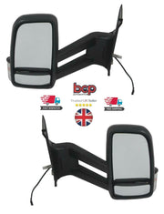 VW CRAFTER  2006 - 2018 LONG ARM MANUAL DOOR WING MIRROR PAIR LEFT & RIGHT NEW