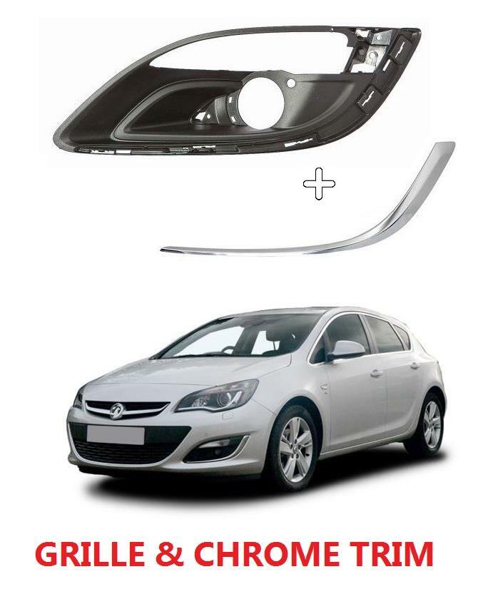 VAUXHALL ASTRA J 2012 – 2015 FRONT BUMPER LEFT FOG GRILLE & CHROME TRIM SEE PIC