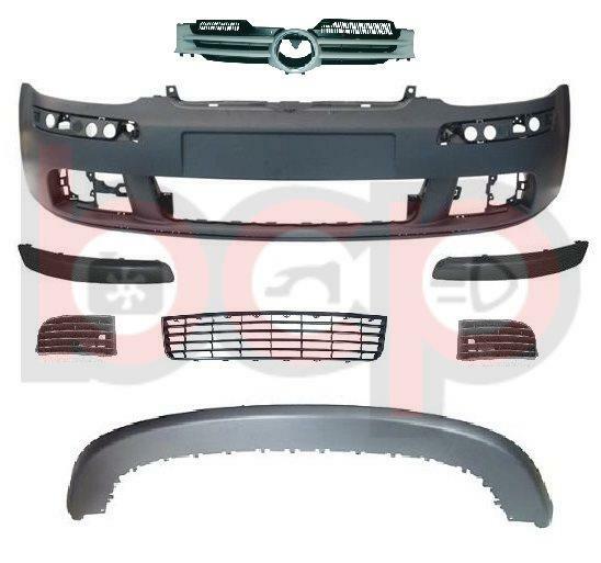 VW GOLF MK5 2004 - 2009 FRONT BUMPER PRIMED COMPLETE ALL GRILLES & TRIMS NEW