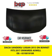 DACIA SANDERO LOGAN STEPWAY 2013 - 2020 BONNET 651001918R