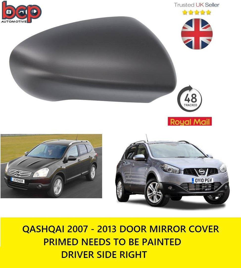 FITS NISSAN QASHQAI 2007 – 2013 RIGHT DOOR WING MIRROR COVER READY TO PAINT NEW