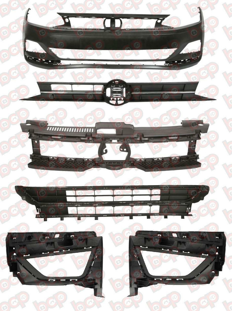 VW POLO FRONT BUMPER COMPLETE KIT WITH GRILLES 2017 - 2021 2G0807217GRU