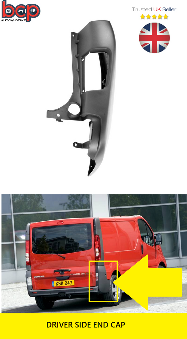 RENAULT TRAFIC 2001 - 2014 DRIVER SIDE RIGHT REAR BUMPER END CAP CORNER NEW