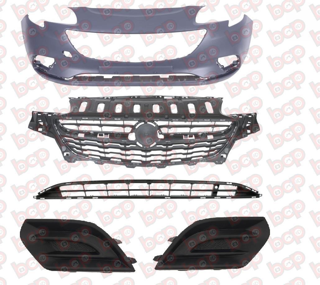 VAUXHALL CORSA E FRONT BUMPER COMPLETE KIT 2015 - 2019 PRIMED NO FOG HOLES
