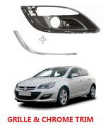 Load image into Gallery viewer, VAUXHALL ASTRA J 2012 – 2015 FRONT BUMPER RIGHT FOG GRILLE &amp; CHROME TRIM SEE PIC