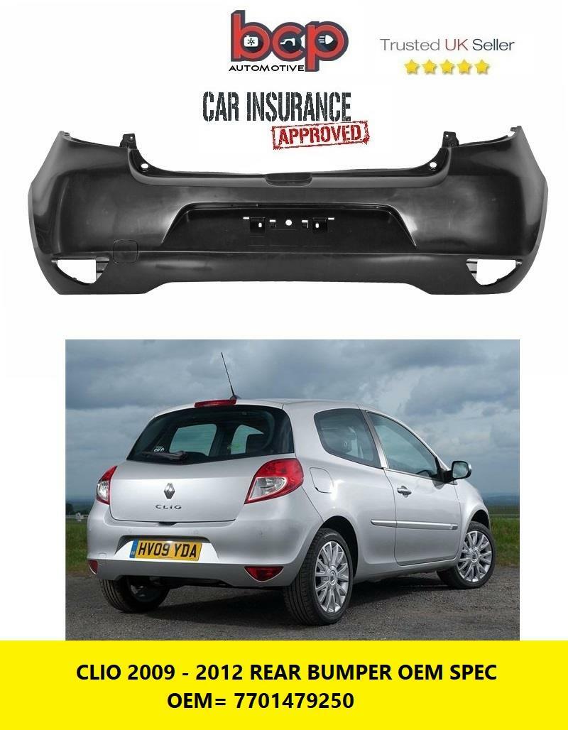 RENAULT CLIO 2009 - 2012 REAR  BUMPER NO PDC INSURANCE APPROVED 7701479250