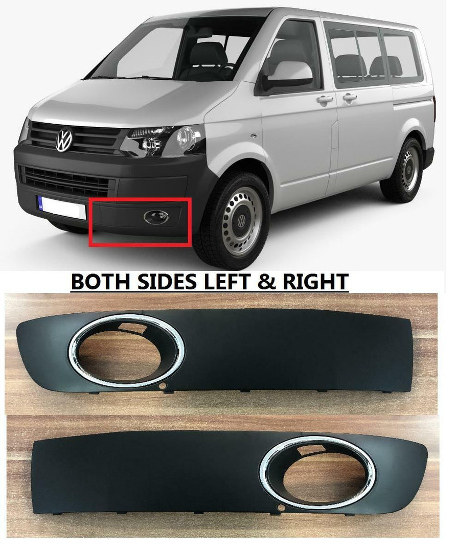 VW TRANSPORTER T5.1 2010 – 2015 FRONT FOG GRILLE CHROME TRIM PAIR LEFT & RIGHT