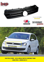 Load image into Gallery viewer, VW POLO 2009 - 2014 FRONT MAIN GRILLE BLACK WITH CHROME 6R0853651C OEM SPEC