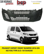 Load image into Gallery viewer, PEUGEOT EXPERT 2016 ON FRONT BUMPER BLACK NO FOG HOLES 1615649280